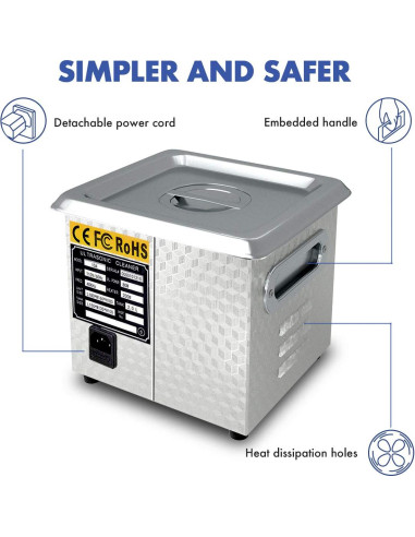 Limpiador de Piezas Ultrasónico 200W 2L Acero Inoxidable