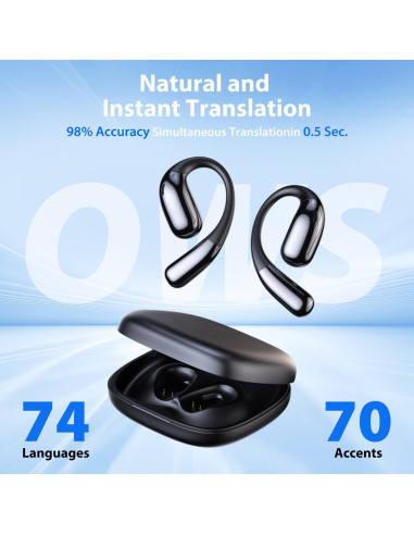 Auriculares Traductores de Idiomas AI Genérico A38 Negro - 144 Idiomas