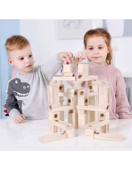 Pista de Canicas de Madera Onshine - Set de 60 Piezas para Niños Pista de Canicas de Madera Onshine - Set de 60 Piezas para Niños