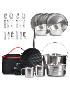 Juego de Cocina para Camping CretFine 26 Piezas Acero Inoxidable