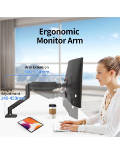 Soporte de Brazo para Monitor Único SUPTEK 13-32" Negro 2