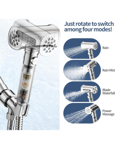 Cabezal de Ducha KAIYING Alta Presión 4 Modos Filtrado Cromo