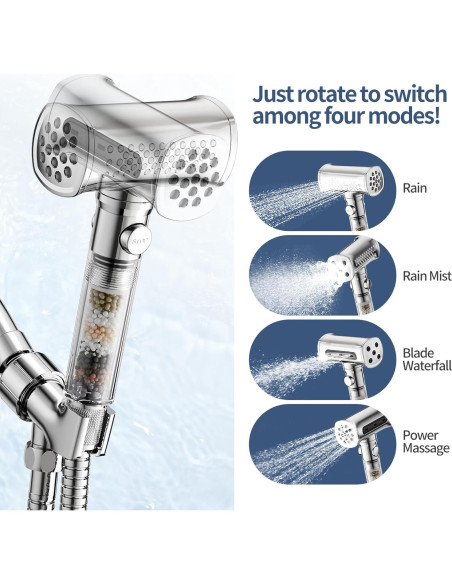 Cabezal de Ducha KAIYING Alta Presión 4 Modos Filtrado Cromo