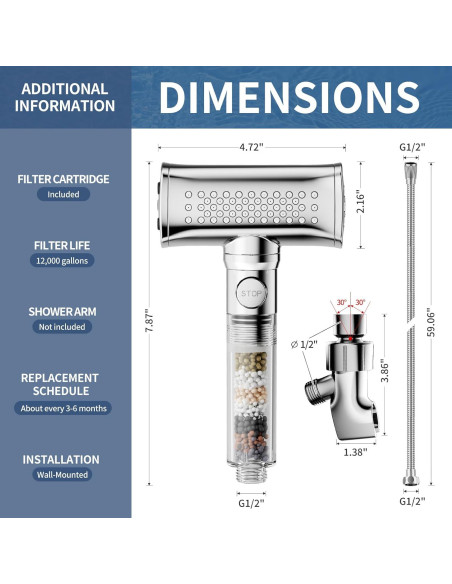 Cabezal de Ducha KAIYING Alta Presión 4 Modos Filtrado Cromo