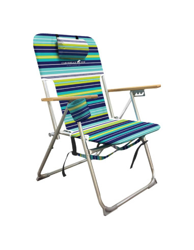Silla de Playa Plegable Caribbean Joe 4 Posiciones Azul