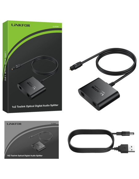Divisor Óptico Digital Toslink 1x2 LiNKFOR 1m para Audio