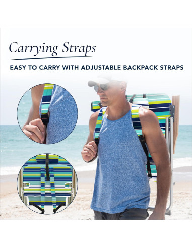 Silla de Playa Plegable Caribbean Joe 4 Posiciones Azul