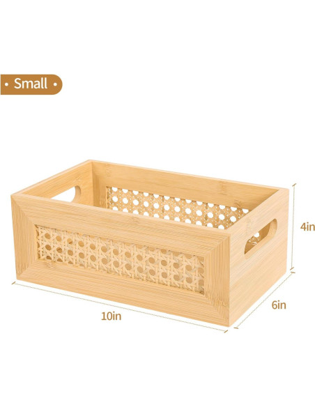 Cesta de Almacenamiento de Ratán LaMorée 25.4x15.2x10.2cm Boho