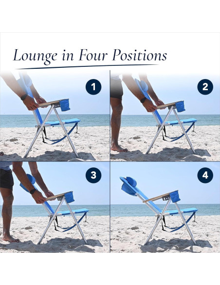 Silla de Playa Plegable Caribbean Joe 4 Posiciones Azul Silla de Playa Plegable Caribbean Joe 4 Posiciones Azul
