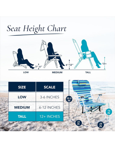 Silla de Playa Plegable Caribbean Joe 4 Posiciones Azul