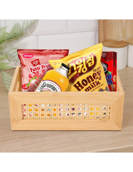 Cesta de Almacenamiento de Ratán LaMorée 25.4x15.2x10.2cm Boho