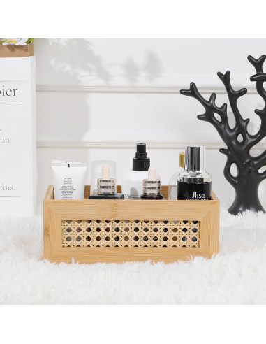 Cesta de Almacenamiento de Ratán LaMorée 25.4x15.2x10.2cm Boho