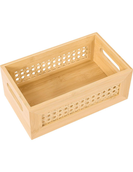 Cesta de Almacenamiento de Ratán LaMorée 25.4x15.2x10.2cm Boho