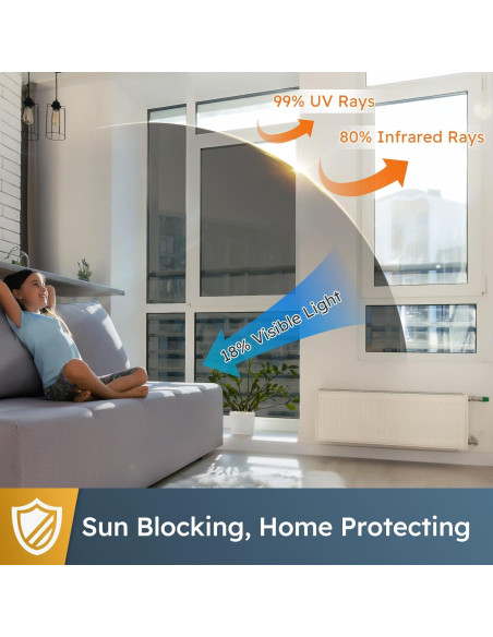 Película de Privacidad para Ventana rabbitgoo 44.5x198.1cm Negra