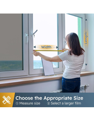 Película de Privacidad para Ventana rabbitgoo 44.5x198.1cm Negra