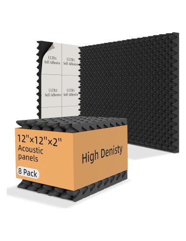 Paquete de 8 Paneles Acústicos FOUCARSI 30x30x5 cm Negro