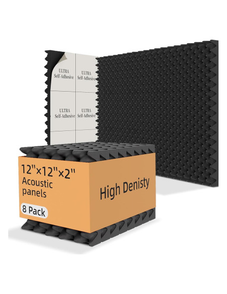 Paquete de 8 Paneles Acústicos FOUCARSI 30x30x5 cm Negro
