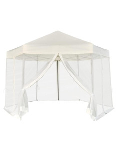 Toldo Gazebo Plegable ZQQLVOO 3.6x3.1m Color Crema con 6 Paredes