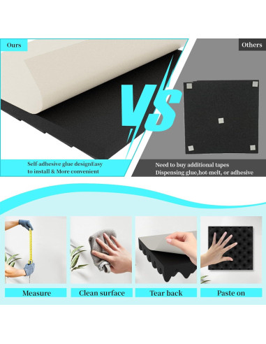 Paquete de 8 Paneles Acústicos FOUCARSI 30x30x5 cm Negro