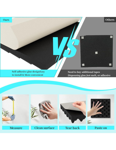 Paquete de 8 Paneles Acústicos FOUCARSI 30x30x5 cm Negro