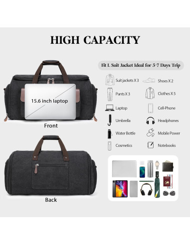 Bolsa de Ropa Duffle 2 en 1 XL Negra - Garment001