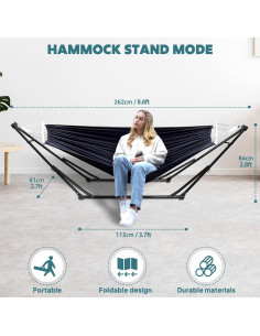 Hamaca y Silla Colgante Anyoo 2 en 1 con Soporte Plegable 2