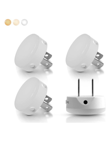 4 Pack Luz Nocturna LED Enchufable Alastech YNL-101WH3, Brillo Ajustable