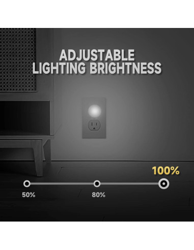 4 Pack Luz Nocturna LED Enchufable Alastech YNL-101WH3, Brillo Ajustable