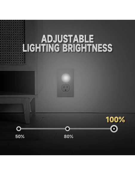 4 Pack Luz Nocturna LED Enchufable Alastech YNL-101WH3, Brillo Ajustable