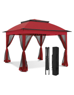 Gazebo Plegable EAGLE PEAK 11x11 con Malla y Toldos Rojo