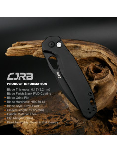 Cuchillo Plegable CJRB Frack J1931, 9.9 cm Hoja AR-RPM9 Negro 2