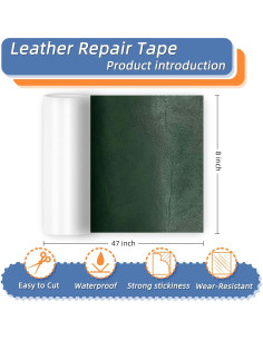 Parche de Reparación de Cuero Autoadhesivo Silllule 20x119 cm Verde Militar 2