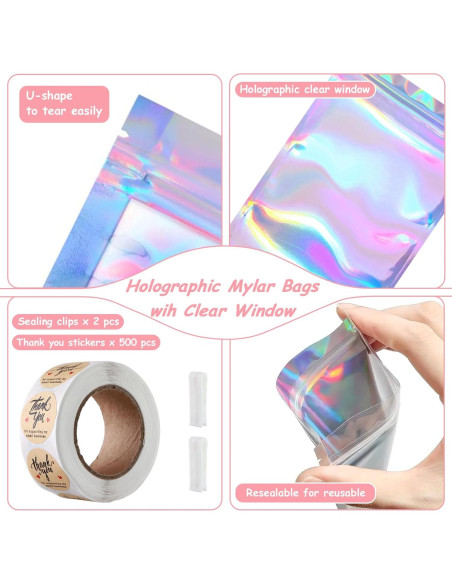 150 Bolsas Mylar Holográficas 10x15 cm Reutilizables Lucpur 150 Bolsas Mylar Holográficas 10x15 cm Reutilizables Lucpur