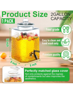 Dispensador de Agua de Vidrio 9.46L Tiangrid con Grifo Inoxidable 2