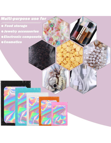 150 Bolsas Mylar Holográficas 10x15 cm Reutilizables Lucpur