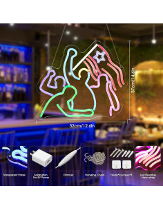 Luz LED Neon Donald Trum Lucha 36.83x32cm Decoración 2