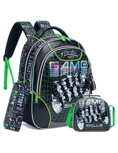 Mochila Escolar Niñas Verde Juego con Lonchera y Estuche