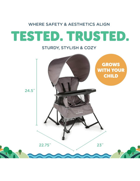 Silla Portátil Baby Delight Venture Gris con Capota Solar