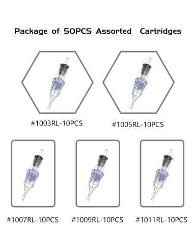 Agujas de Cartucho de Tatuaje BRONC 50pcs Mixtas 0.30mm