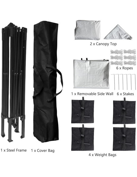 Carpa Plegable 10x10 Cyfie Impermeable con Pared Lateral