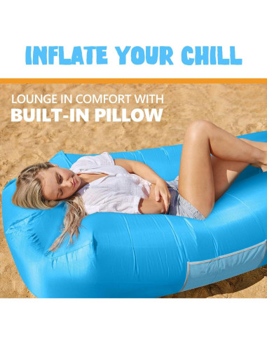 Sofá Inflable AlphaBeing Azul Aqua 295kg para Playa y Camping