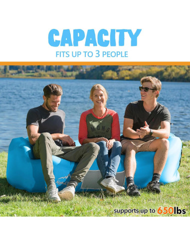 Sofá Inflable AlphaBeing Azul Aqua 295kg para Playa y Camping