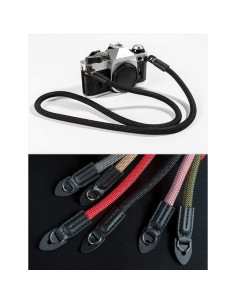 Correa de cámara DOROM de nylon y cuero microfibra negra 2