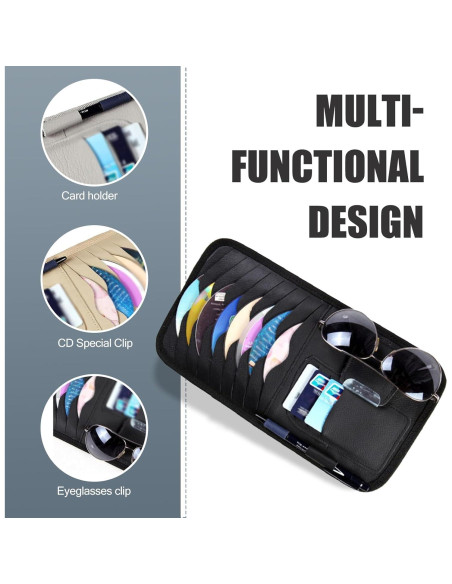 Estuche Organizador de Visera para CD icykale Negro 1 PC
