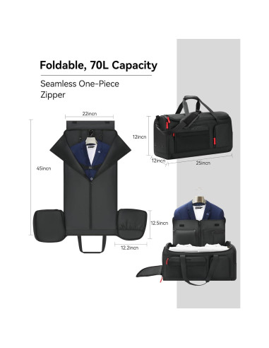 Bolsa de viaje impermeable RFVNL 70L 3 en 1 con compartimento para zapatos