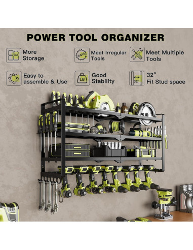 Organizador de Herramientas Montaje en Pared NattyDot Negro