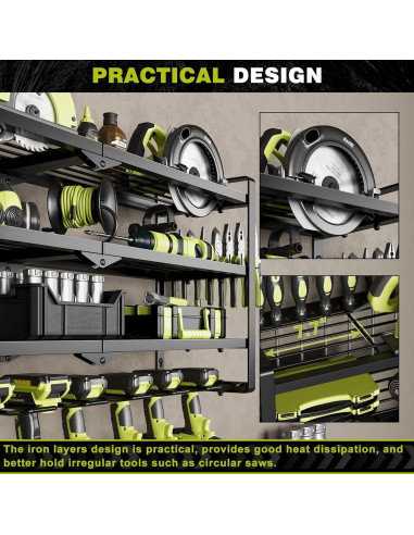 Organizador de Herramientas Montaje en Pared NattyDot Negro