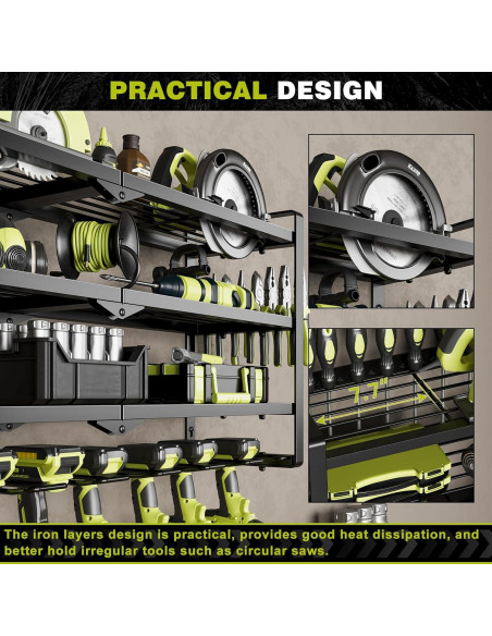 Organizador de Herramientas Montaje en Pared NattyDot Negro