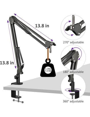 Brazo de Micrófono Ajustable Rigych para Razer Seiren Mini V2 V3