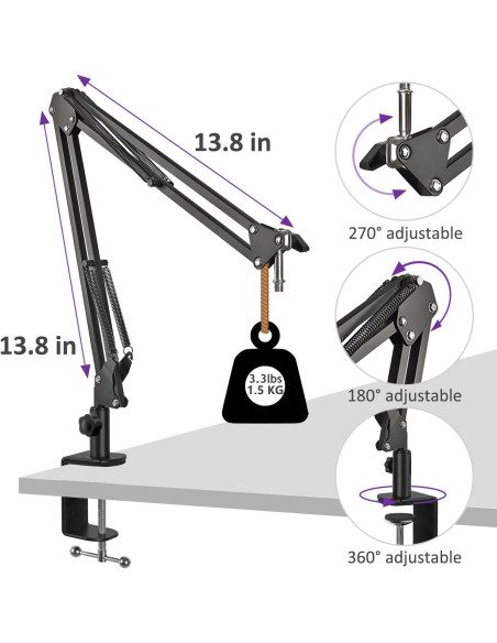 Brazo de Micrófono Ajustable Rigych para Razer Seiren Mini V2 V3
